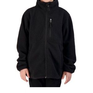 Free Country Boys' Highland Sherpa jacket Black 4T front zip